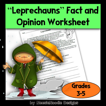 Preview of Leprechauns Fact and Opinion Worksheet Great for St. Patrick's Day