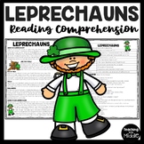 Leprechauns Reading Comprehension Worksheet Saint Patrick'
