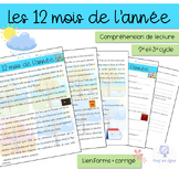 Les 12 mois de l'année - Compréhension lecture