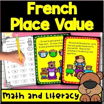 Preview of French No-Prep Place Value to 100 and 1000, Grades 1 and 2, Math and Literacy