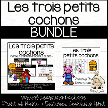 Preview of Les 3 petits cochons BUNDLE - French Unit + Digital Activities (Google Slides™)