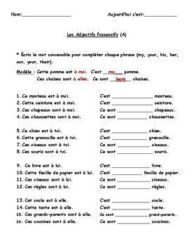 Les Adjectifs Possessifs by ARIEL LEEDS | TPT