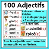 Les Adjectifs - French adjectives illustrated word wall