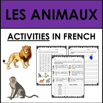 French Animals (Les animaux) Distance Learning worksheets