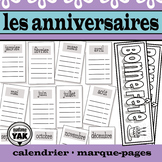Les Anniversaires: FRENCH Birthday Calendar and Bookmarks