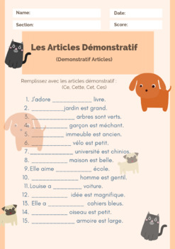 Preview of Les Articles Démonstratifs - French