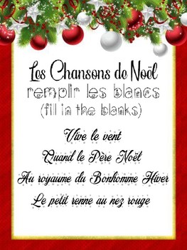 Les Chansons De Noel Fill In The Blanks By Antonio Ranieri Tpt