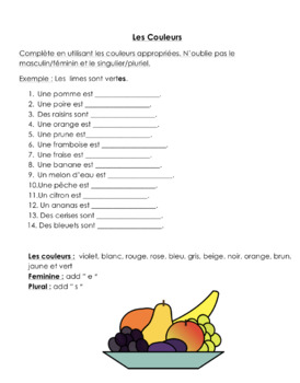 Les Couleurs Colours Colors French Activity Packet