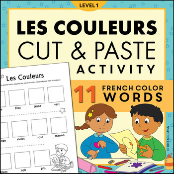 Preview of Les Couleurs French Colors Magazine Cut and Paste Worksheet