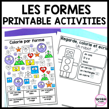 Preview of Les Formes Printable Activities | French 2D Shapes Worksheets