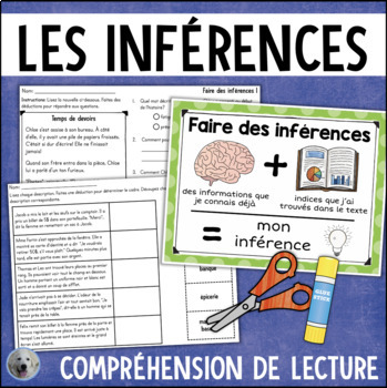 Preview of Les Inférences compréhension de lecture FRENCH Reading Comprehension Activities