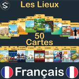 FRENCH Places and town Vocabulary Flash Cards | Les Lieux 