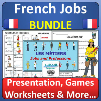 Preview of Les Métiers French Jobs and Professions Unit BUNDLE Occupations FSL Activities