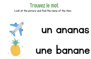 Preview of Les Mots Commence avec A & B.   Words that Begin with A & B