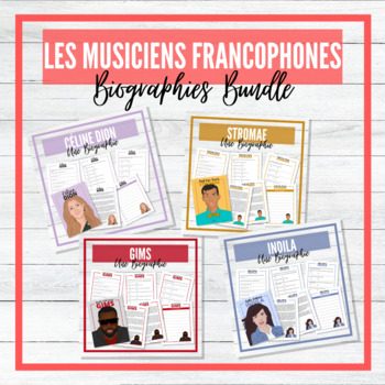 Preview of Les Musiciens Francophones - Francophone Musicians French Biographies - BUNDLE!