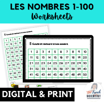 Preview of FRENCH Numbers 1-100 / Les Nombres 1-100 Activities Worksheets