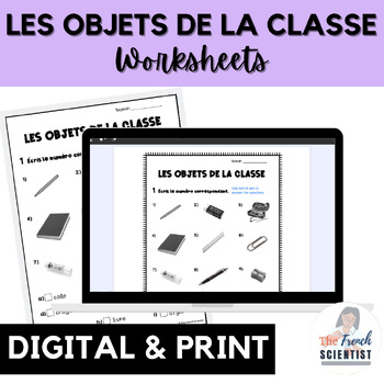 Preview of FRENCH Les Objets de la Classe / Classroom Objects Activities Worksheets