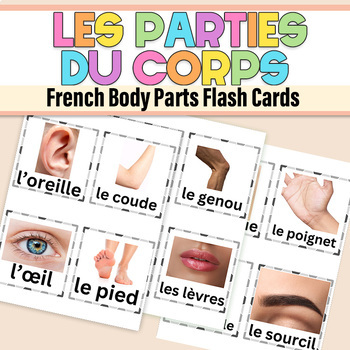 Preview of Les Parties du corps | Cartes de vocabulaire| French Body Parts 28 Flash Cards