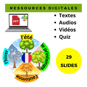 Preview of Les Quatre Saisons : l'Hiver, Printemps, Été et Automne (french lesson PPT)