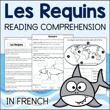 Preview of Les Requins FRENCH Reading Comprehension Activities Sharks