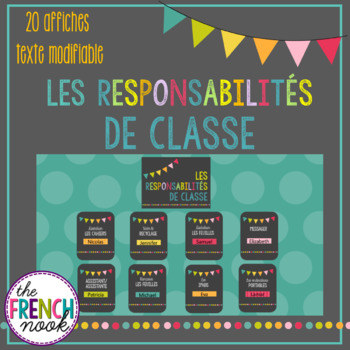 Preview of Les Responsabilités De Classe - Editable French classroom jobs posters