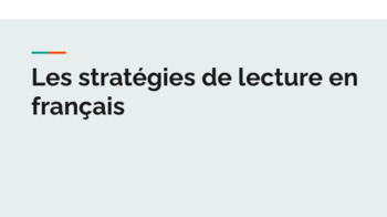 Preview of Les Stratégies de Lecture et d'Écriture en Français - Core French grade 7-8
