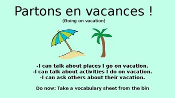 Preview of Les Vacances: Unit Powerpoint