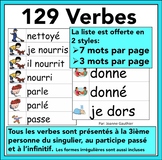 Les Verbes - French verbs illustrated word wall
