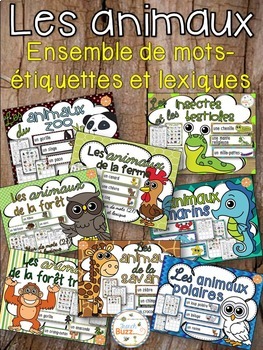 Preview of Les animaux - Ensemble mur de mots et lexique - French animals - Bundle