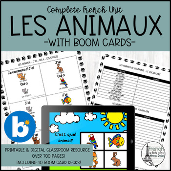 Preview of Les animaux: French Animal Unit with Boom Cards