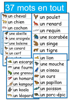 Les animaux - French vocabulary word wall cards by Ms Joanne | TpT