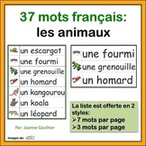 Les animaux - French vocabulary word wall cards