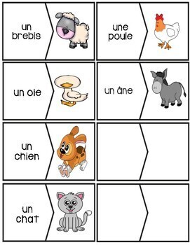 Animaux - Jouez au casse-tête by English French Shop | TpT