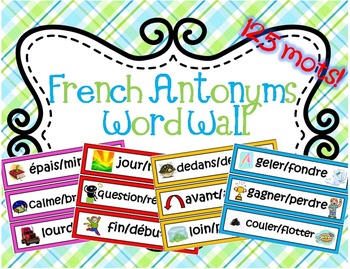 Preview of French Word Wall - Les antonymes/Les contraires (French opposites labels)