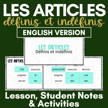 Les articles définis et indéfinis | Lesson, Notes & Activities ...