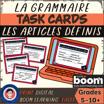 Preview of Les articles définis | Cartes à tâches | La grammaire | Numérique | Imprimable