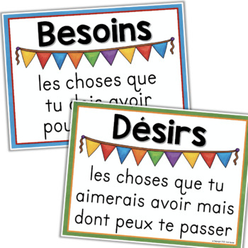 Les besoins et les désirs - activités études sociales FRENCH Needs & Wants