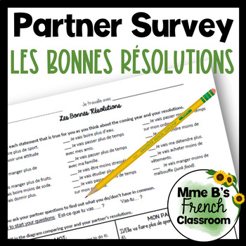 Preview of Les bonnes résolutions | New Year's Resolutions French partner survey