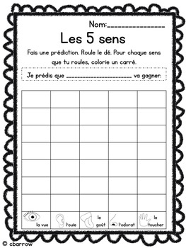 Les cinq sens - Five Senses Cube Rolling Activity in French | TpT