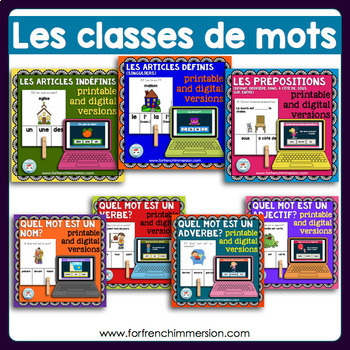 Preview of French Parts of Speech BUNDLE | Classes de mots | Printable & Boom Cards & Easel