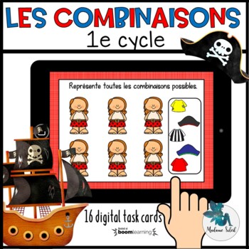 Preview of Les combinaisons chez les pirates Boom Cards French distance learning