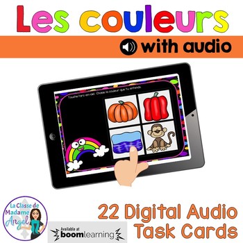 Preview of Les couleurs:  French Colours Themed Digital Audio Task Cards - BOOM CARDS