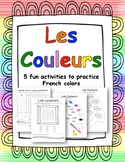 Les couleurs - French word search, matching, coloring and survey activities