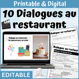 Les dialogues au restaurant | 10 EDITABLE French Food and 
