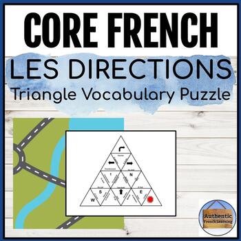 Preview of Les directions - French Directions Triangle Vocabulary Puzzle