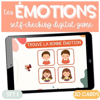 Preview of Les émotions French BOOM CARDS | French Emotions and Feelings Activities Games