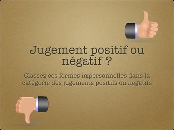 Preview of Les expressions de jugements - SMART BOARD - TBI - POWER POINT