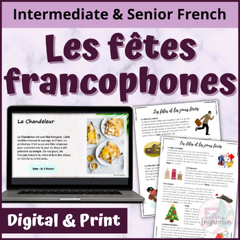 Preview of Les fêtes francophones - French Holidays and Festivals Lesson - Les jours fériés