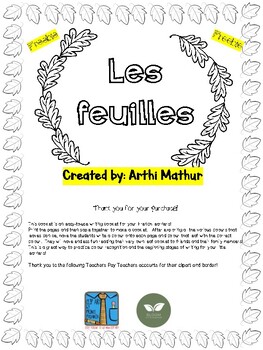 Preview of Les feuilles booklet