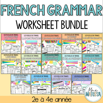 Preview of Les feuilles de travail: French grammar worksheet BUNDLE